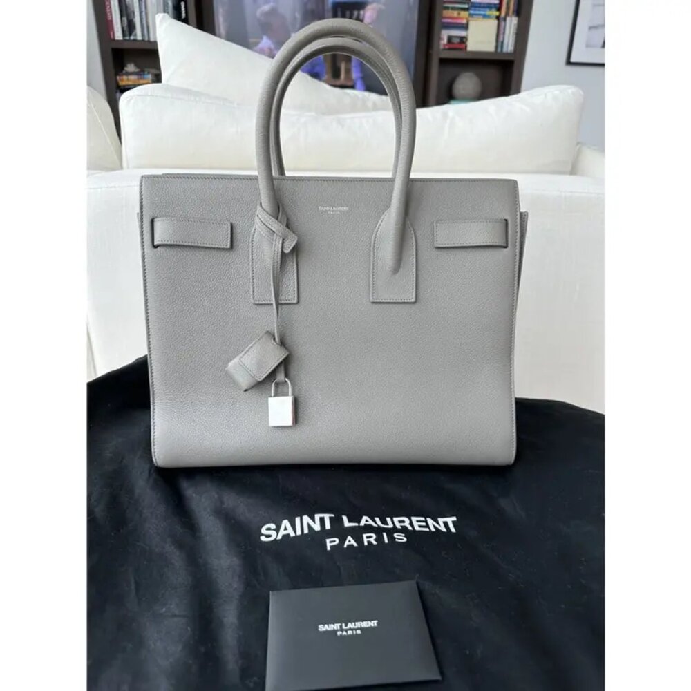 Saint Laurent Grey Sac de Jour leather handbag